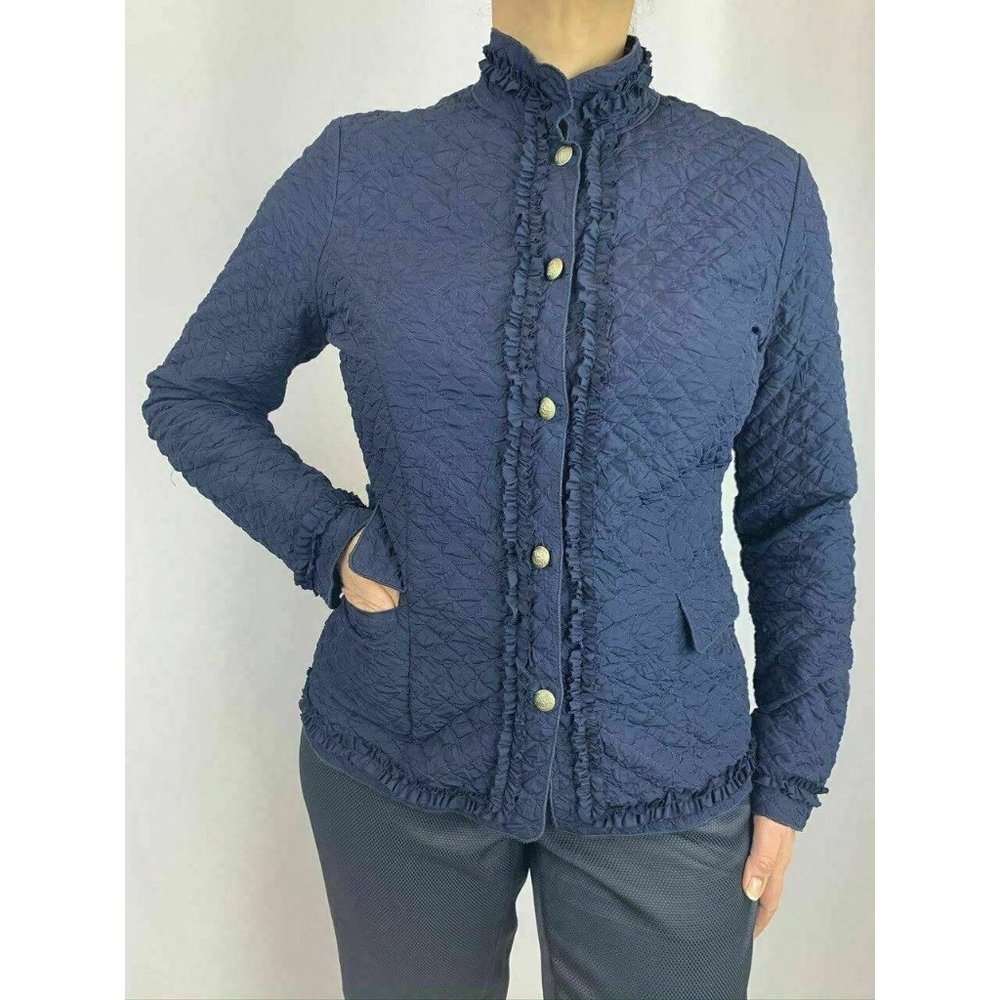 Ermanno Scervino Junior Navy Quilted Ruffle Light